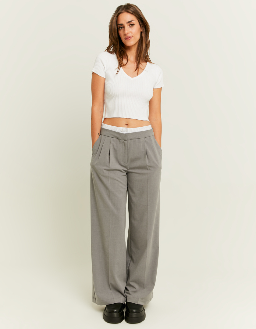 TALLY WEiJL, Pantalon Wide Leg Bleu Clair Détail Double Taille for Women