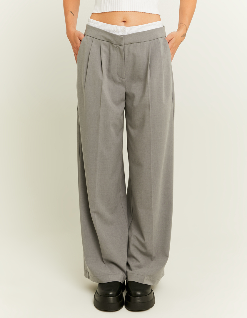 TALLY WEiJL, Double Waist Light Blue Wide Leg Trousers for Women