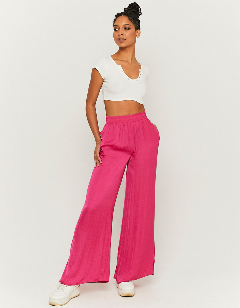 TALLY WEiJL, Ψηλόμεσο Wide Leg Σατέν Παντελόνι for Women