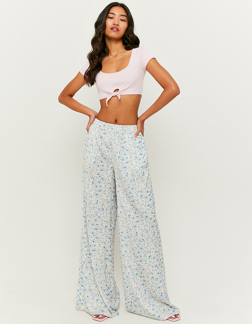 TALLY WEiJL, Weiße Wide Leg Hose mit Blumen  for Women