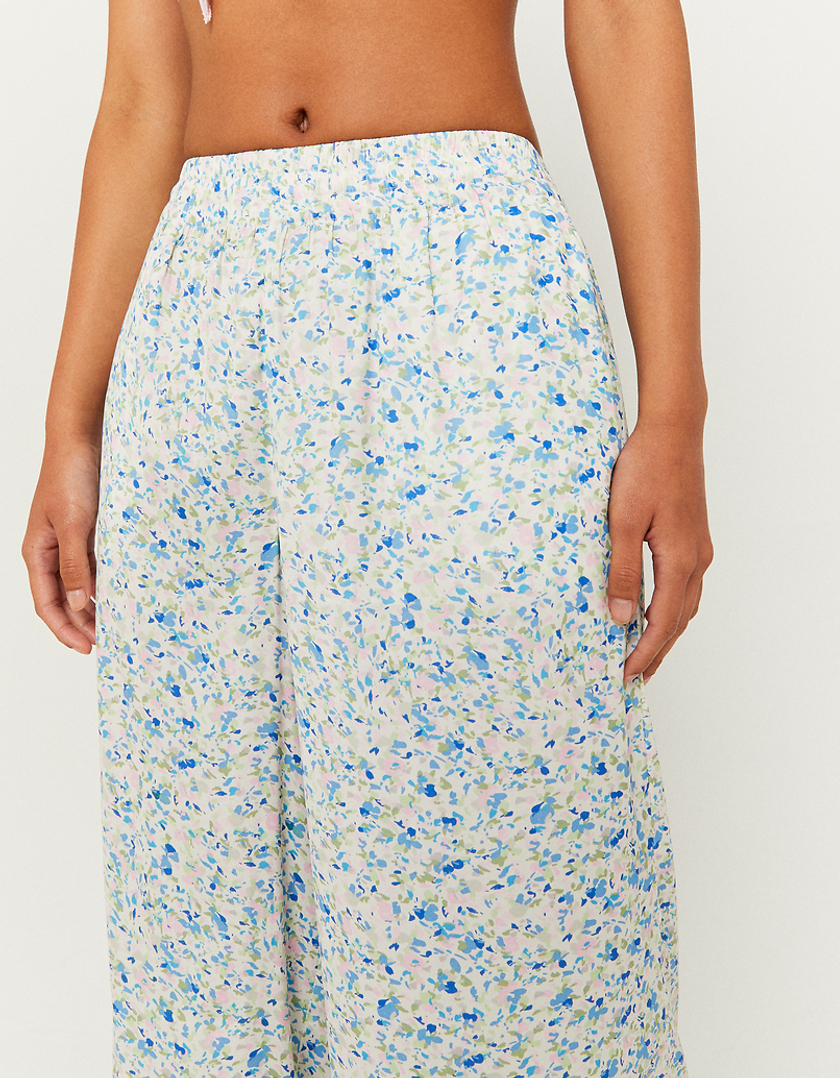 TALLY WEiJL, White Floral Wide Leg Trousers for Women