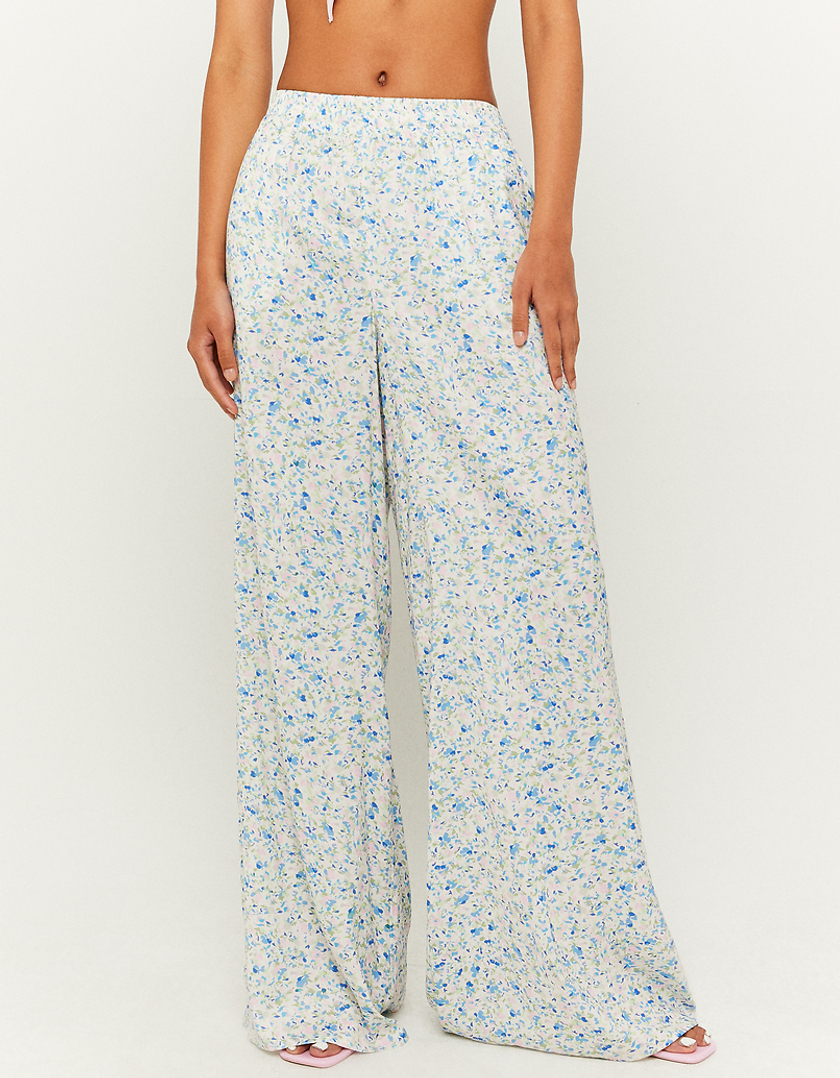 TALLY WEiJL, White Floral Wide Leg Trousers for Women