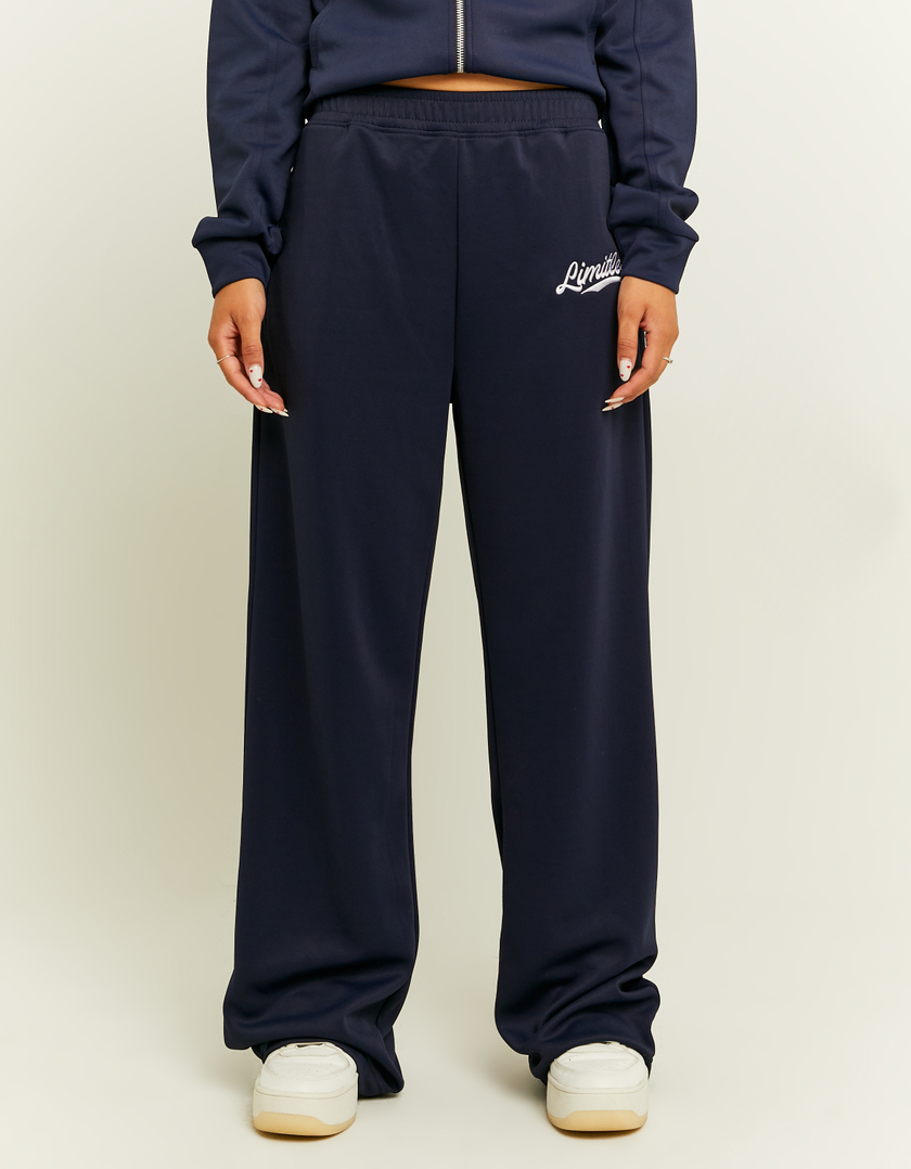 TALLY WEiJL, Blue Embroidered Wide Leg Joggers for Women