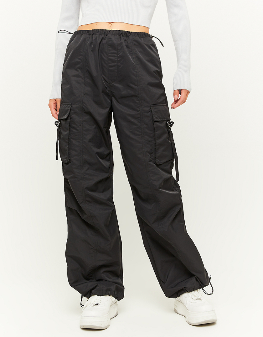 TALLY WEiJL, Black Cargo Parachute Trousers for Women