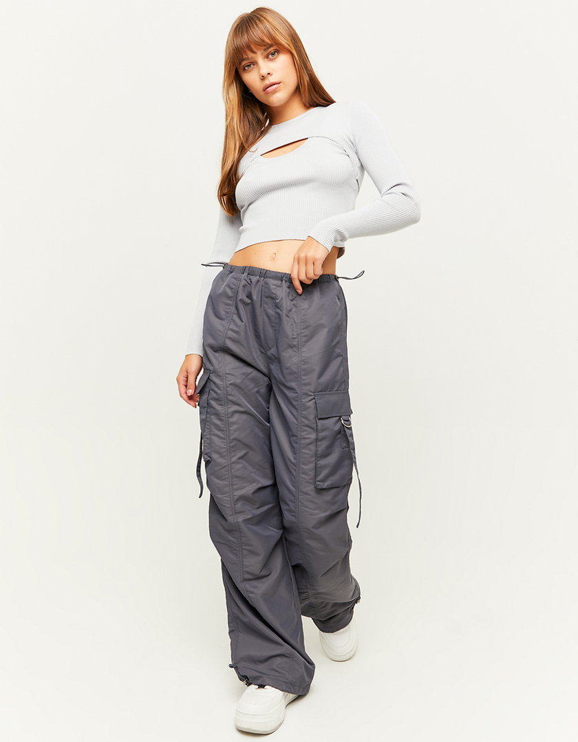 TALLY WEiJL, Grey Cargo Parachute Trousers for Women