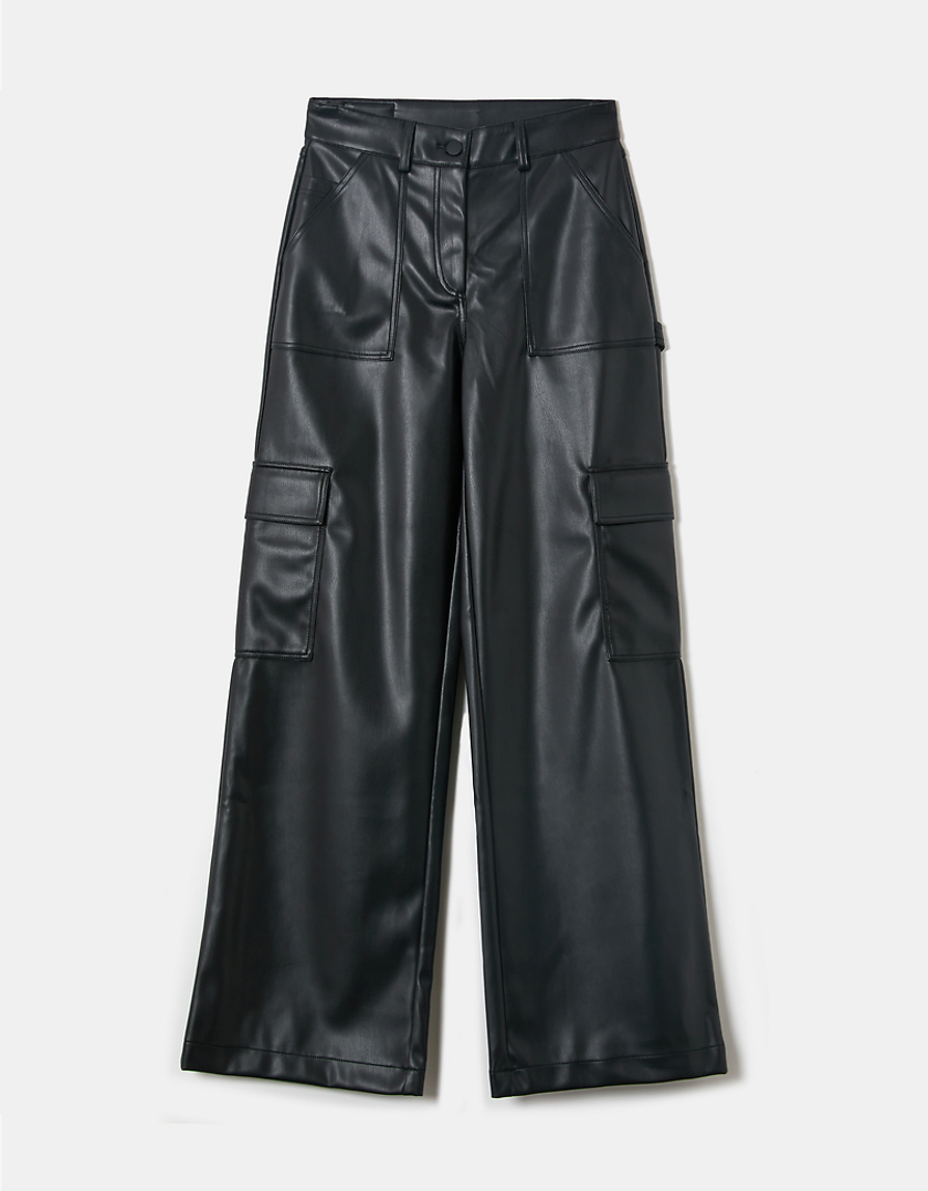 TALLY WEiJL, Schwarze Cargohose aus Kunstleder for Women