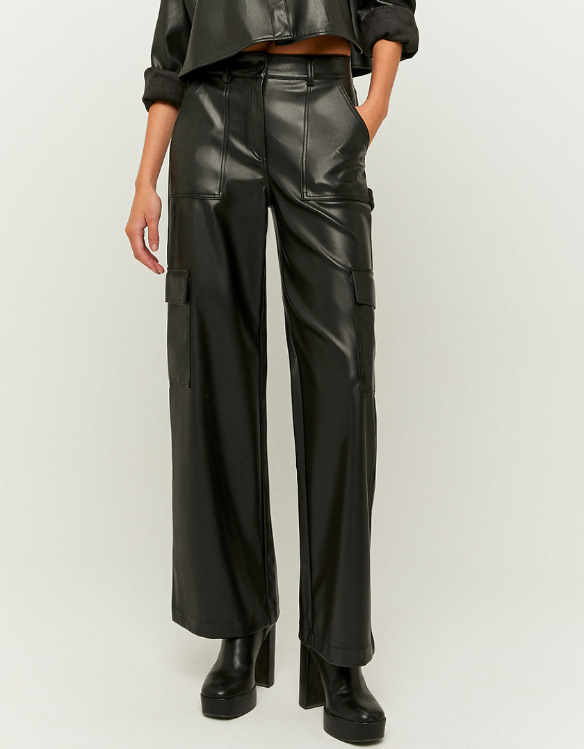 TALLY WEiJL, Schwarze Cargohose aus Kunstleder for Women