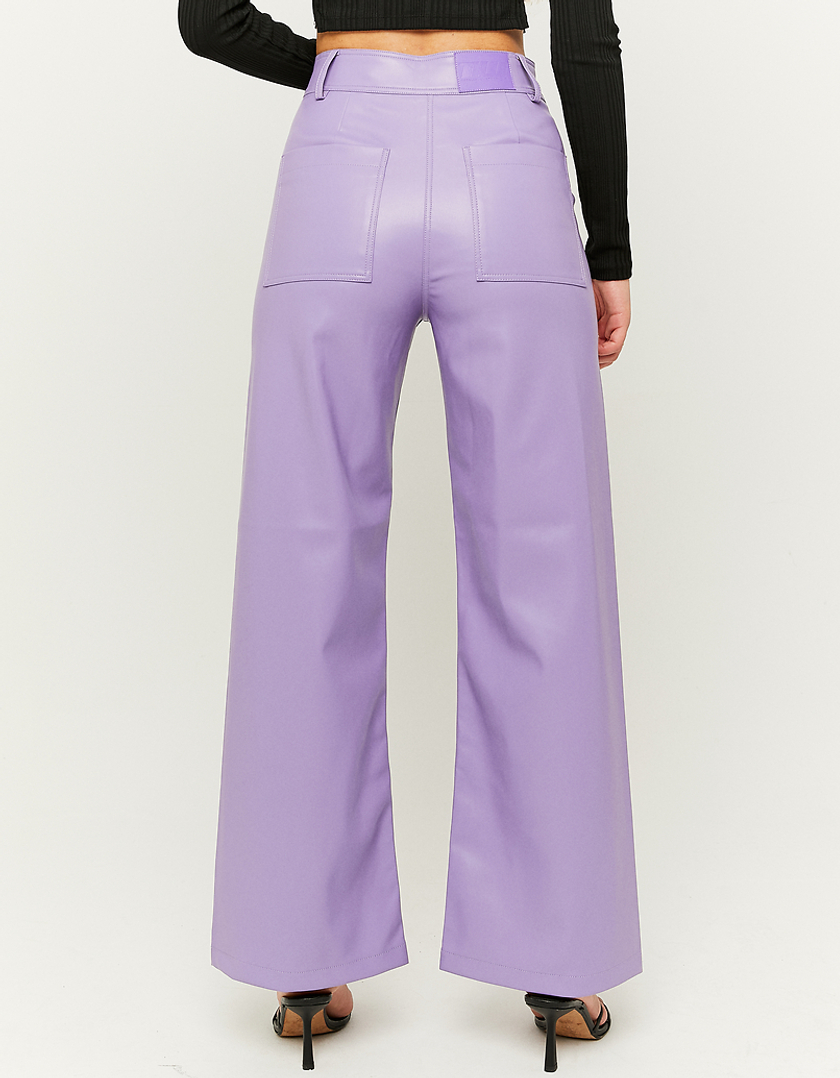 TALLY WEiJL, Purple Faux Leather Wide Leg Trousers for Women