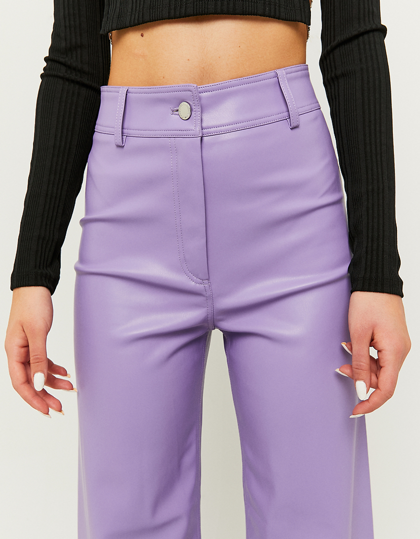 TALLY WEiJL, Purple Faux Leather Wide Leg Trousers for Women