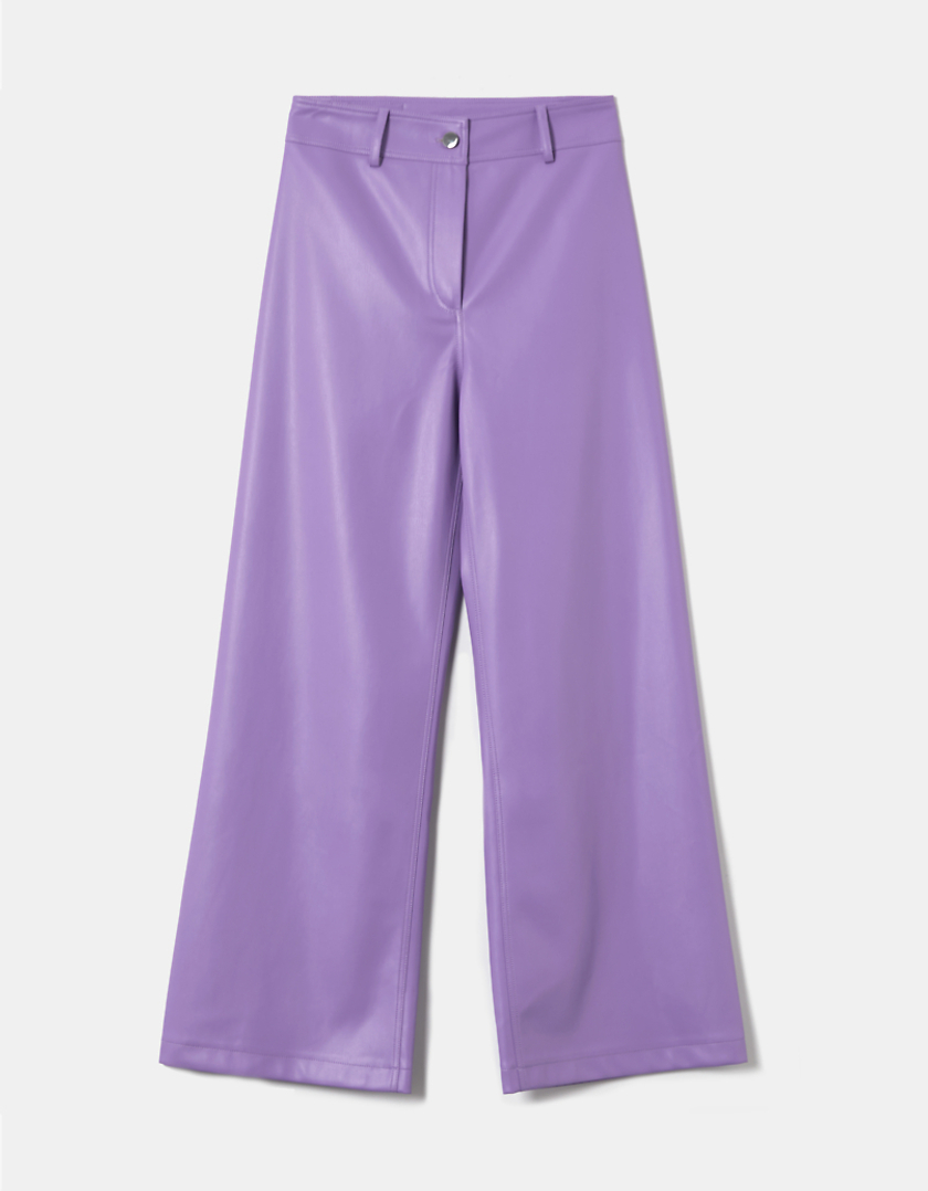 TALLY WEiJL, Purple Faux Leather Wide Leg Trousers for Women