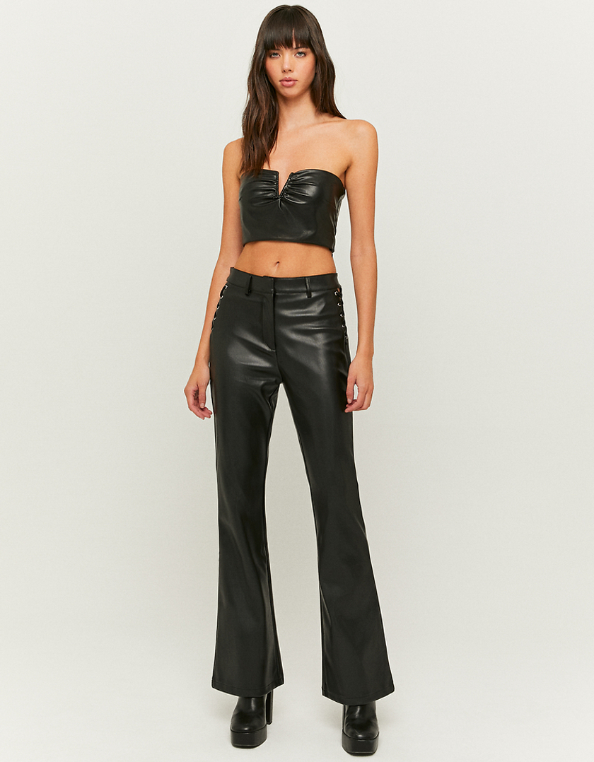 Black Skinny Flare Faux Leather Trousers | TALLY WEiJL Germany