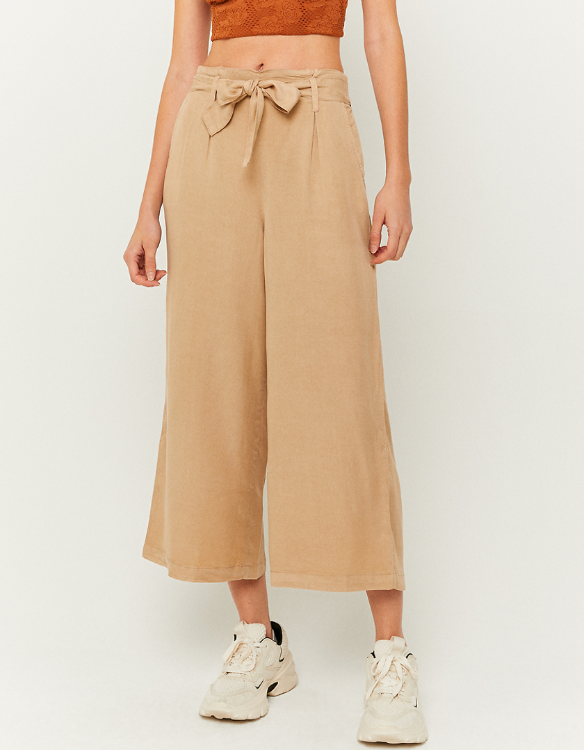 TALLY WEiJL, Beige Mid Waist Culotte Trousers for Women