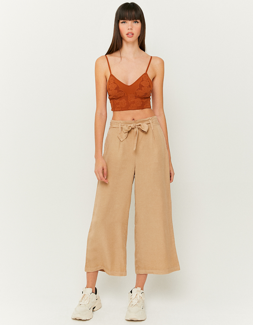 TALLY WEiJL, Beige Mid Waist Culotte Trousers for Women