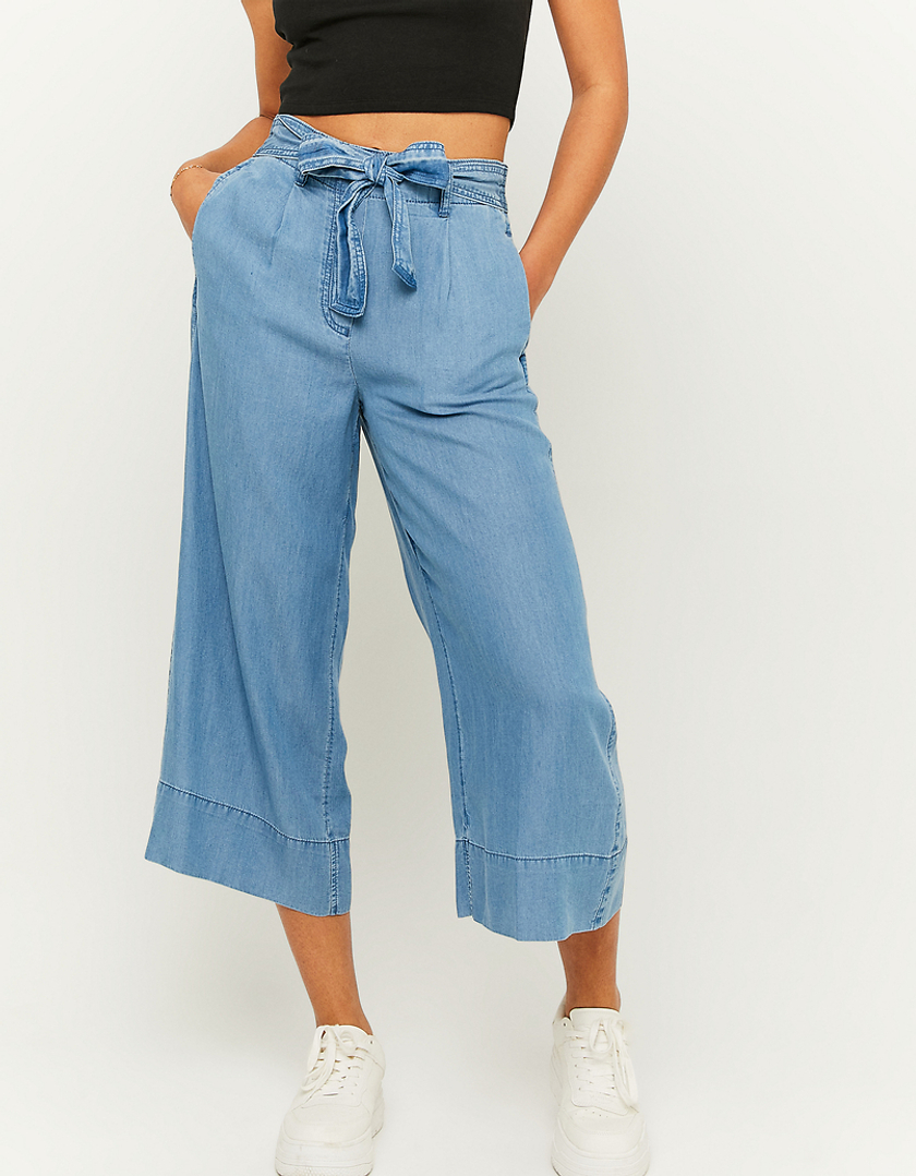 TALLY WEiJL, Pantaloni Larghi Blu Con Nodo Frontale for Women