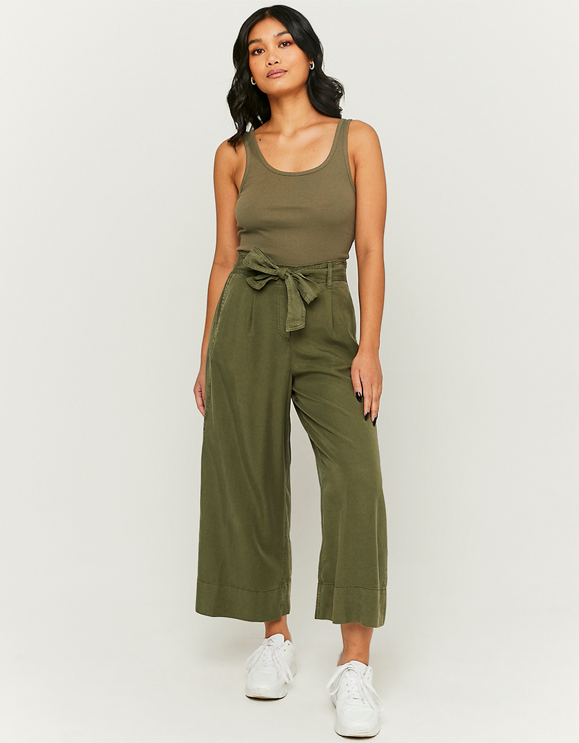 TALLY WEiJL, Grüne Culotte-Hose mit Knoten for Women