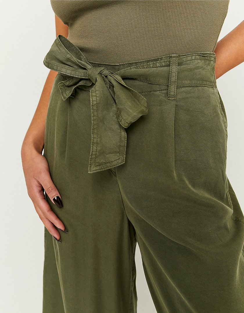 TALLY WEiJL, Green Culotte Trousers With Knot for Women