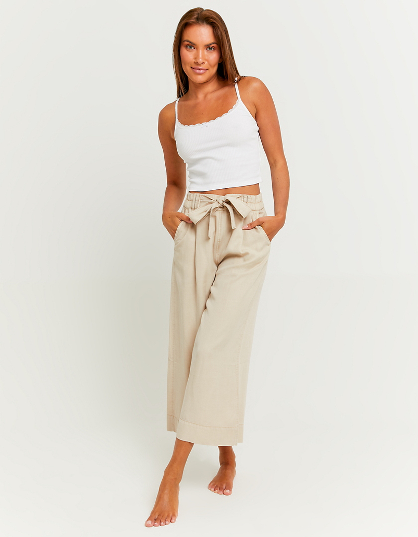 TALLY WEiJL, Beige Lightweight Trousers with Elastic Waist Band for Women