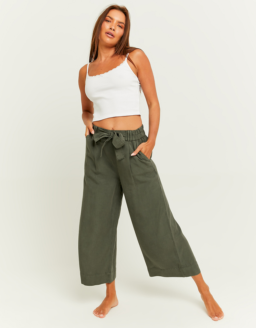 TALLY WEiJL, Green Lightweight Trousers with Elastic Waist Band for Women