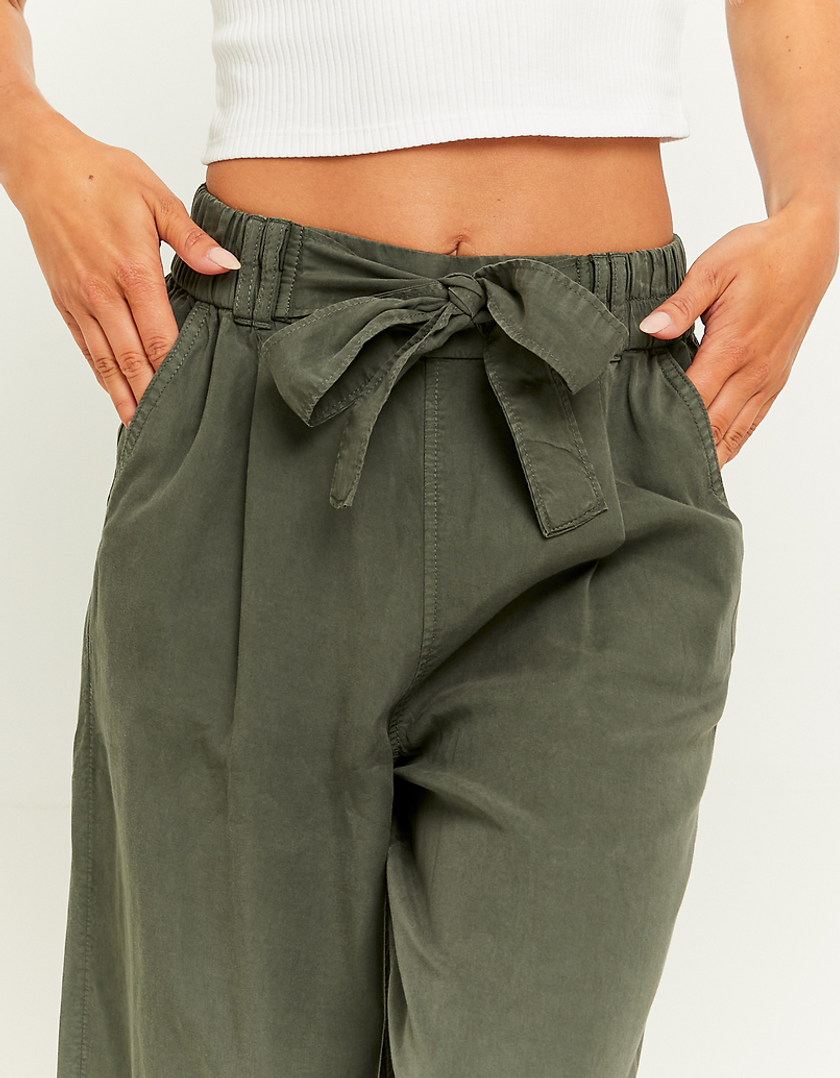 TALLY WEiJL, Green Lightweight Trousers with Elastic Waist Band for Women