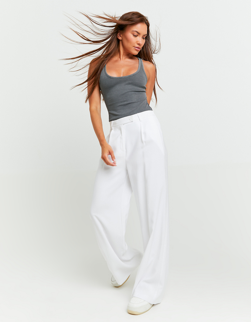 TALLY WEiJL, White High Waist Trousers for Women