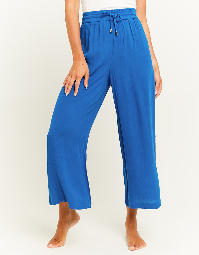 TALLY WEiJL, Pantaloni Wide Leg Blu con Vita Elasticizzata for Women