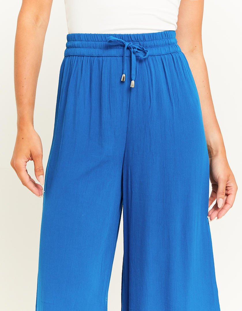 TALLY WEiJL, Pantaloni Wide Leg Blu con Vita Elasticizzata for Women