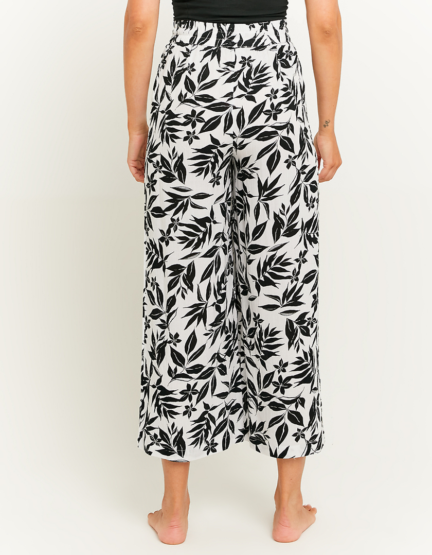 TALLY WEiJL, Pantalon Blanc Wide Leg avec Taille Élastique et Imprimé Floral for Women