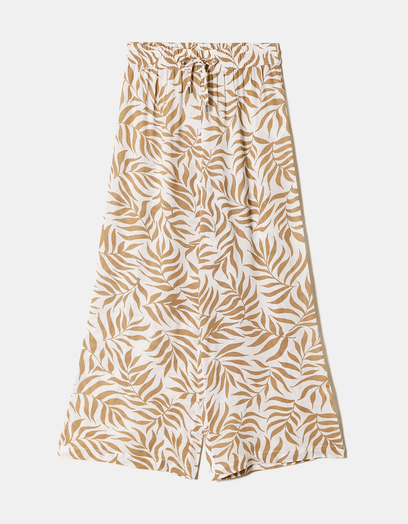 TALLY WEiJL, Pantalon Blanc Wide Leg avec Taille Élastique et Imprimé Floral for Women