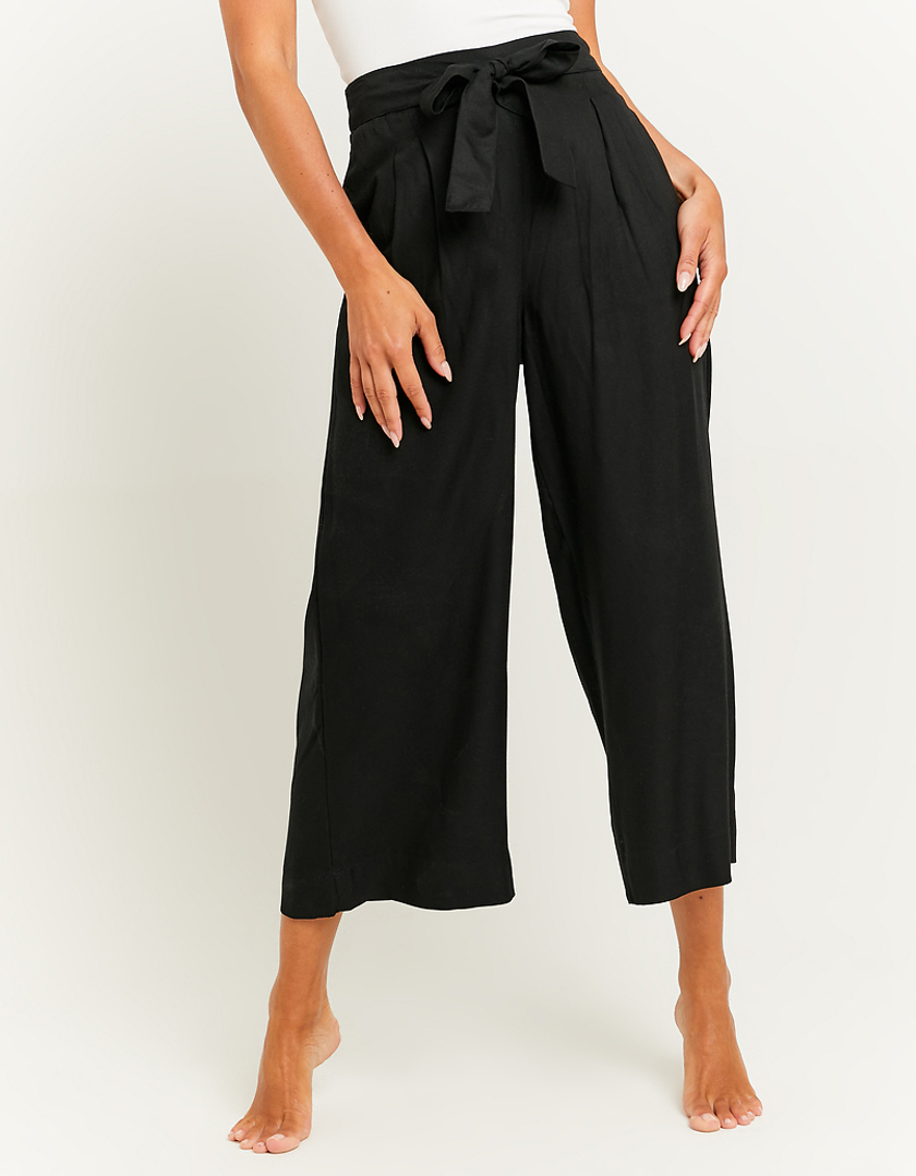 TALLY WEiJL, Pantaloni Wide Leg Neri con Vita Elasticizzata for Women