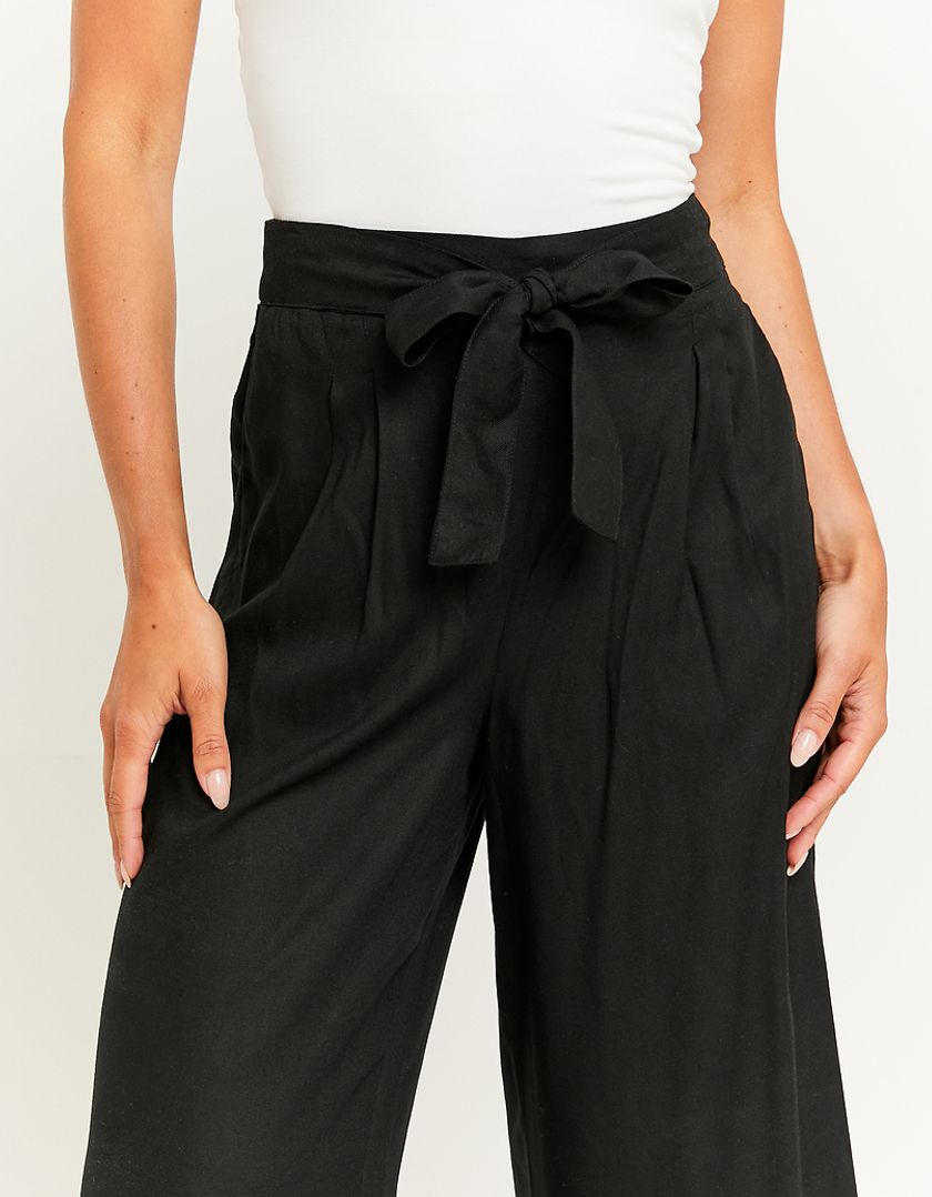 TALLY WEiJL, Pantaloni Wide Leg Neri con Vita Elasticizzata for Women