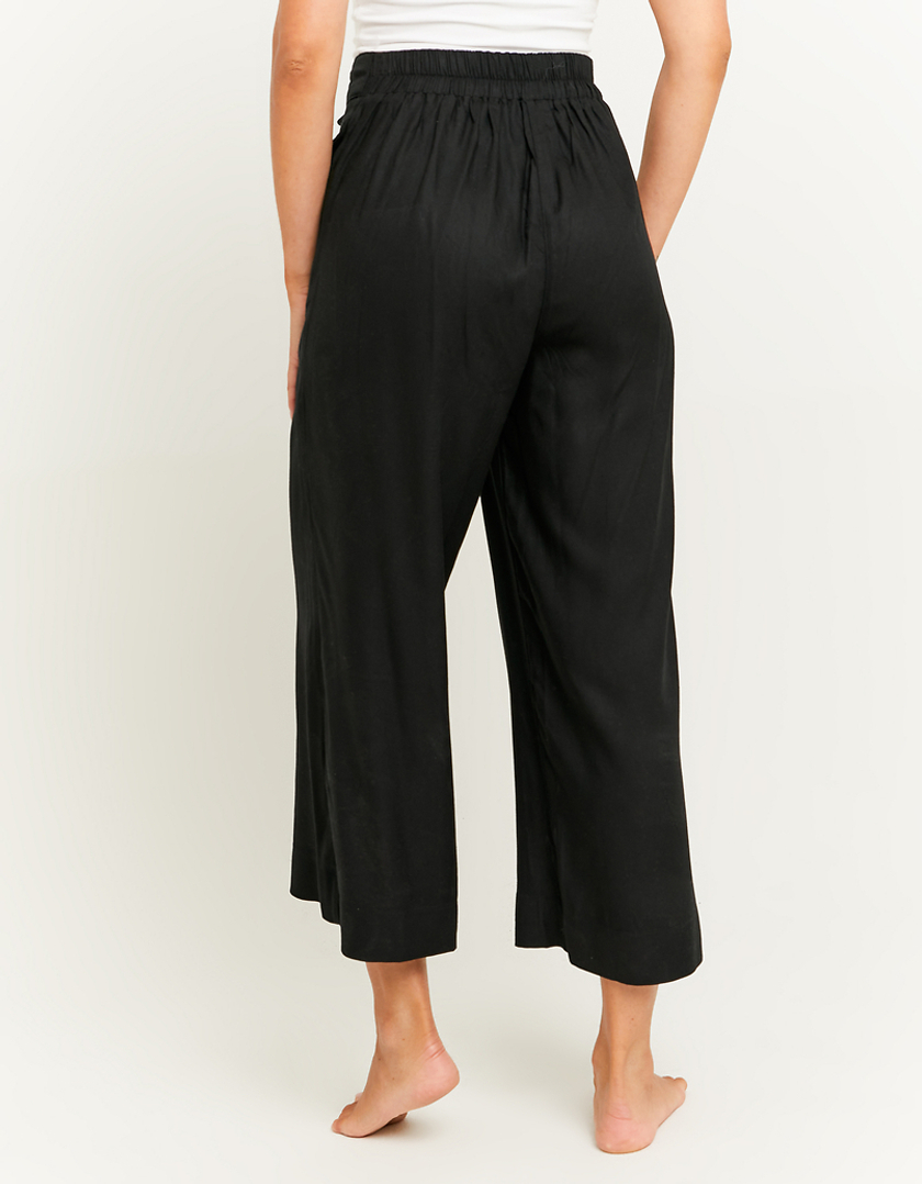 TALLY WEiJL, Pantalon Noir Wide Leg avec Taille Élastique for Women