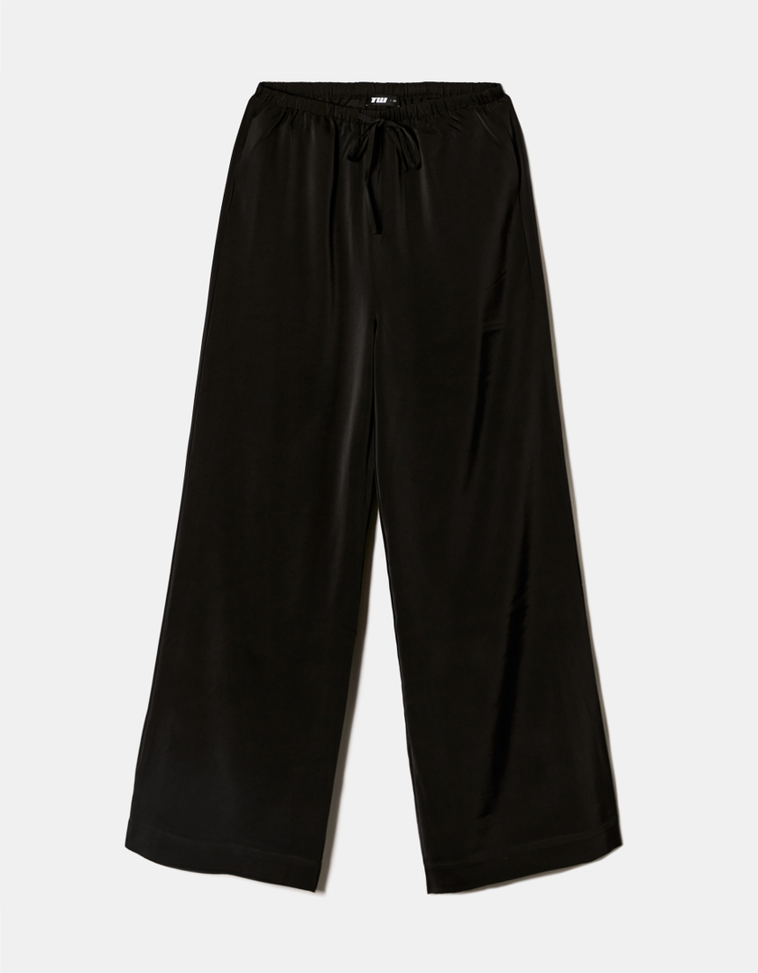 TALLY WEiJL, Black Satin Wide Leg Trousers for Women