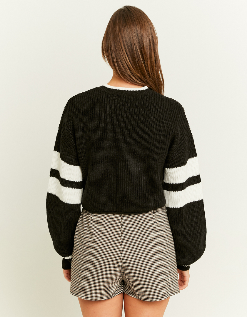 TALLY WEiJL, Pull Universitaire Noir avec Numéro for Women