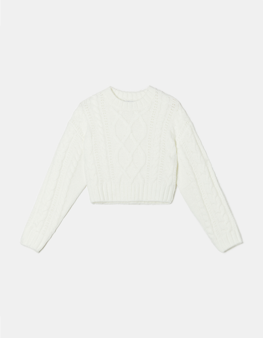 TALLY WEiJL, White Cable Knit Jumper for Women