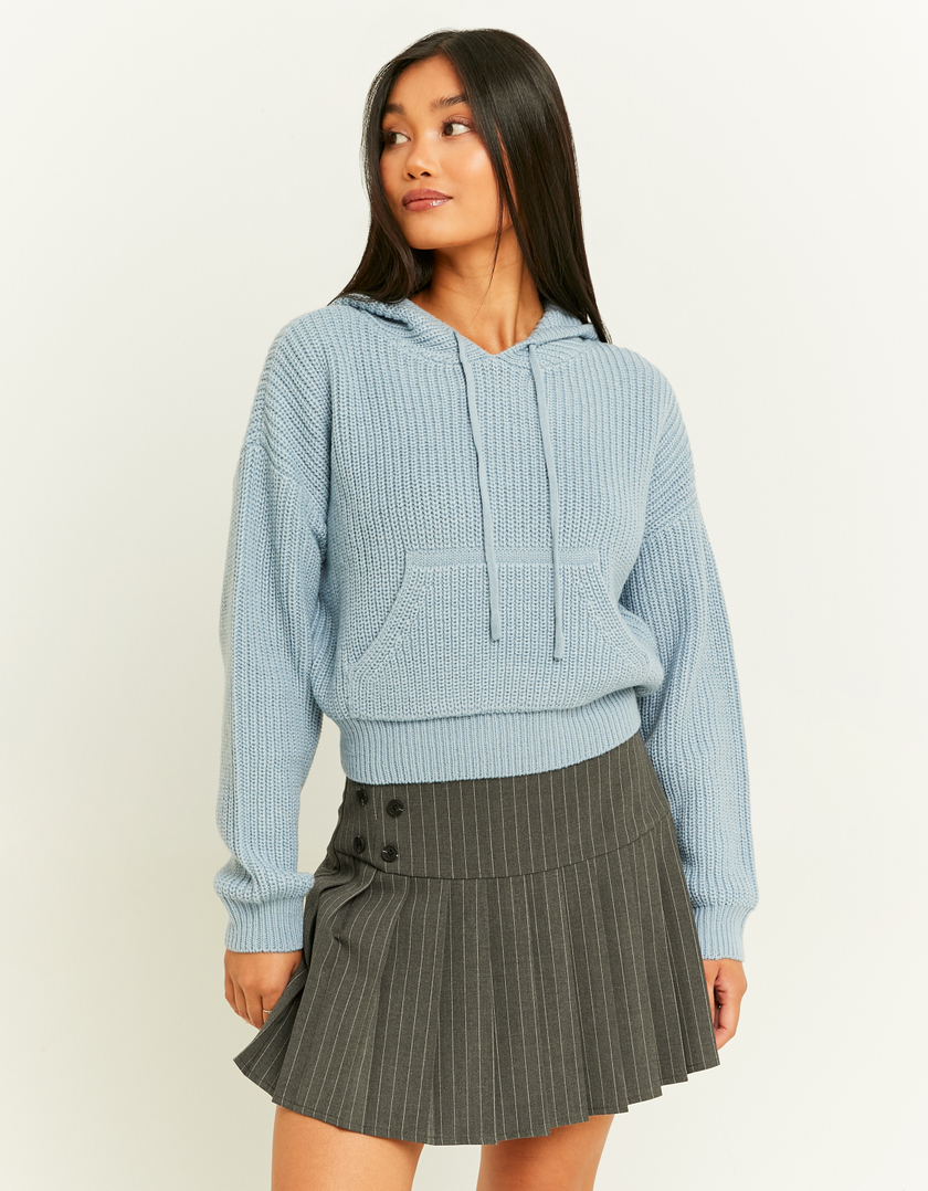 TALLY WEiJL, Blauer Strickpullover mit Kapuze for Women