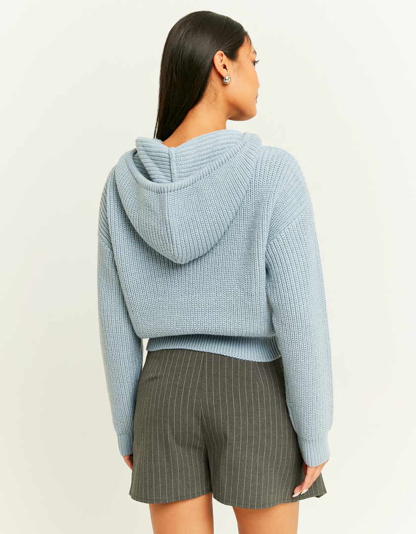 TALLY WEiJL, Blauer Strickpullover mit Kapuze for Women