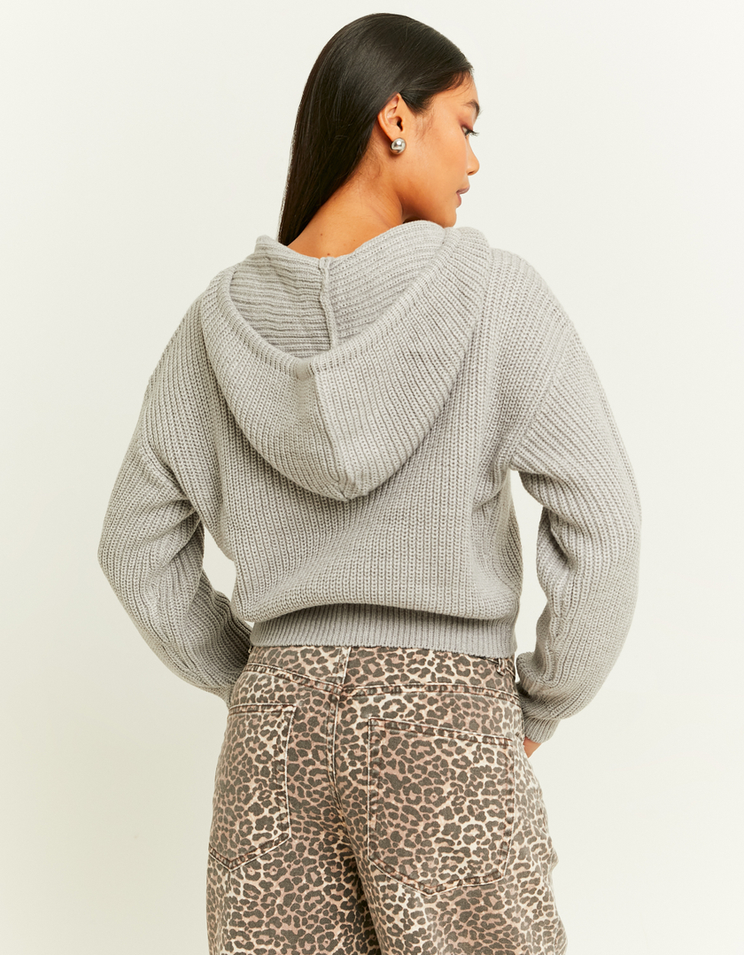 TALLY WEiJL, Grauer Strickpullover mit Kapuze for Women