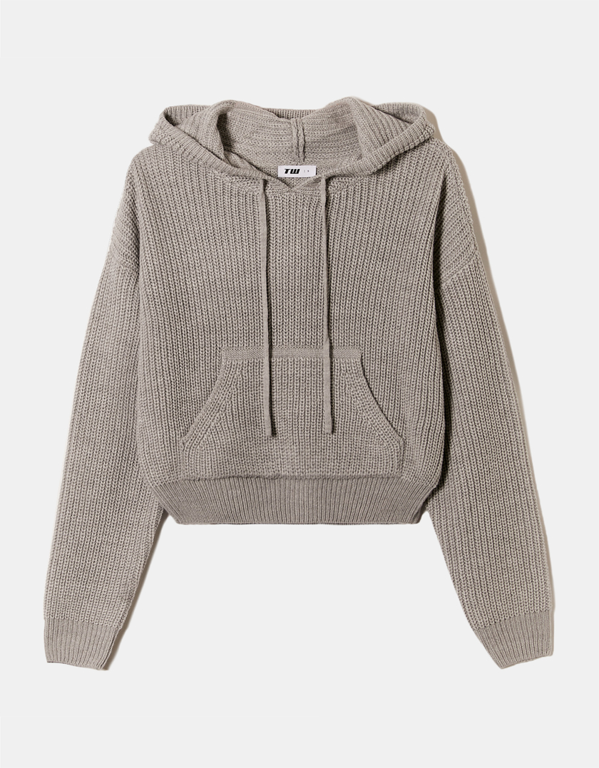 TALLY WEiJL, Grey Hooded Knit Jumper for Women