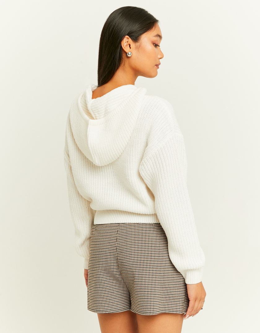 TALLY WEiJL, Weißer Strickpullover mit Kapuze for Women