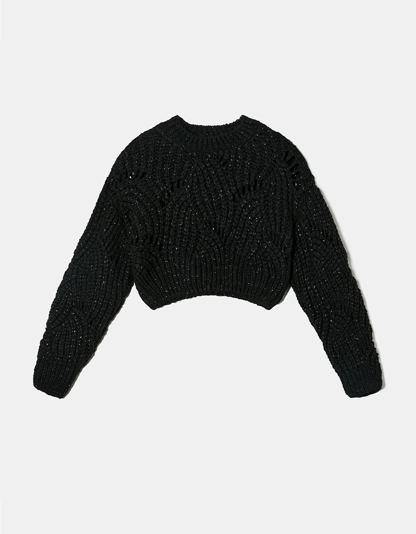 TALLY WEiJL, Black Chunky Knit Cropped Jumper for Women