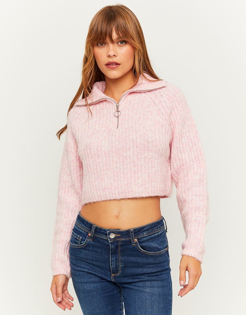 TALLY WEiJL, Pink Melange Cropped Jumper for Women