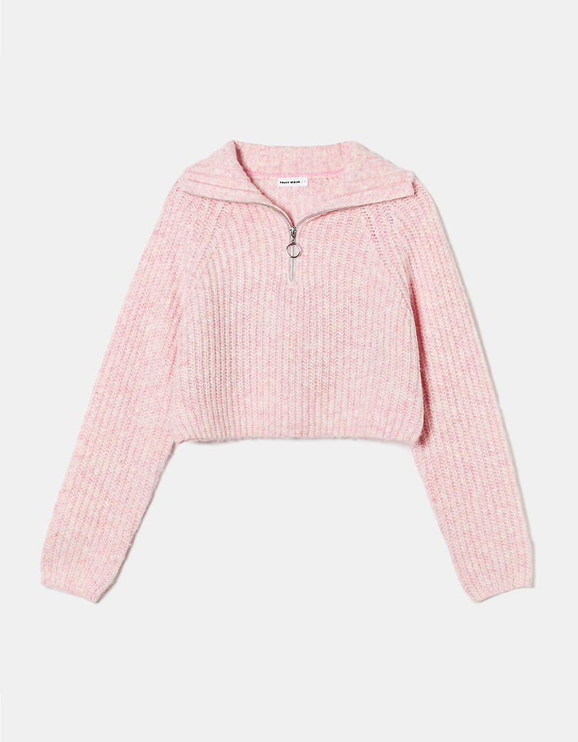 TALLY WEiJL, Pink Melange Cropped Jumper for Women