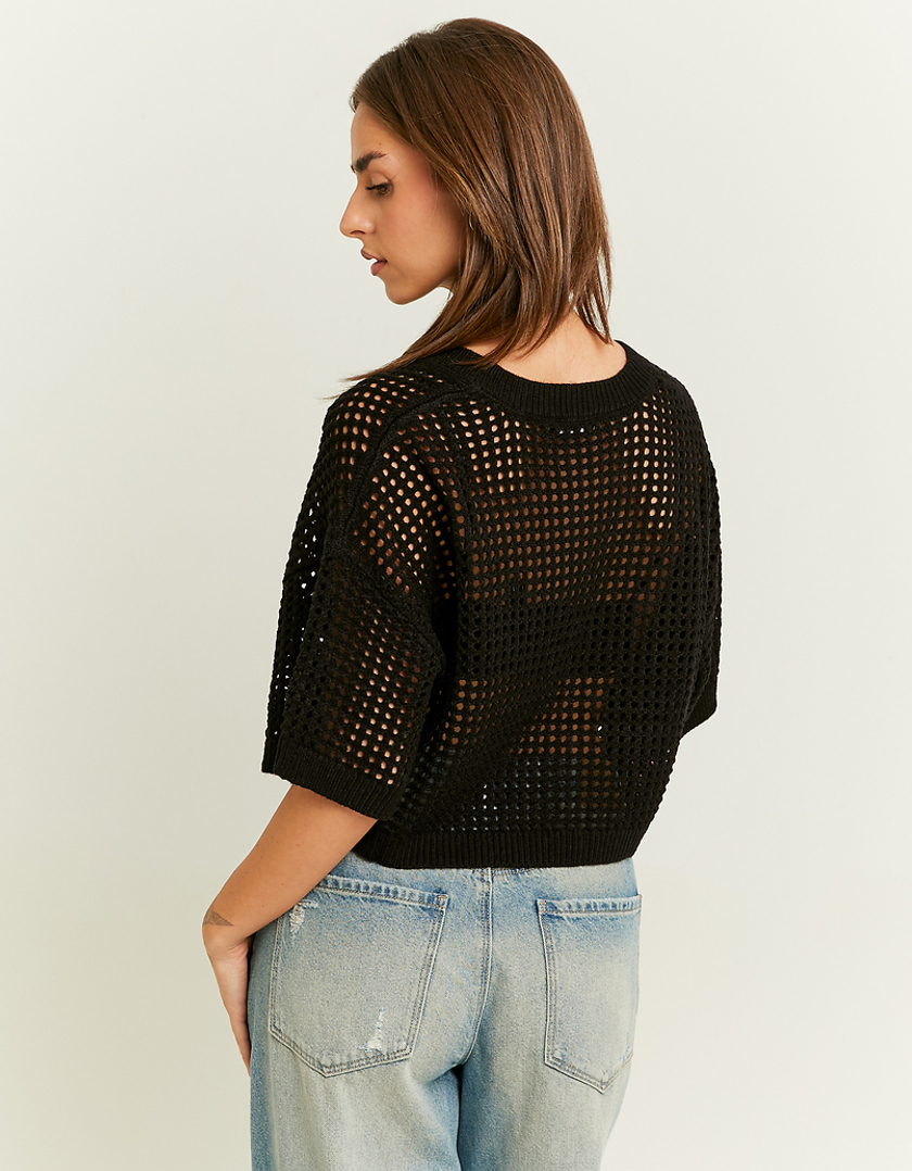 TALLY WEiJL, Black Crochet Pullover for Women