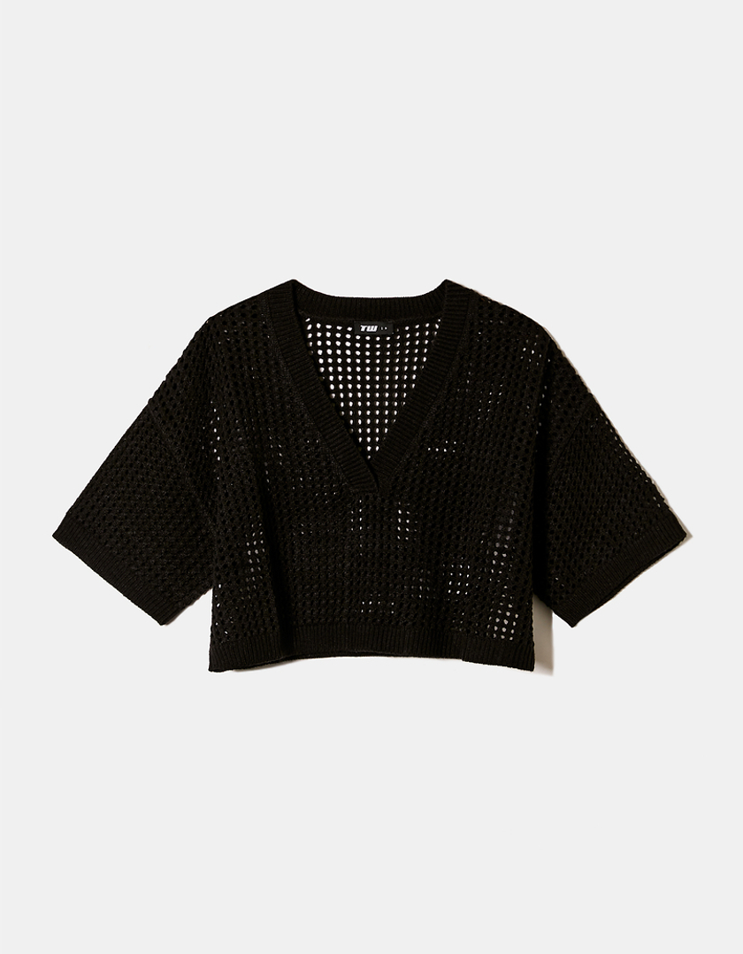 TALLY WEiJL, Maglione in Crochet Nero for Women