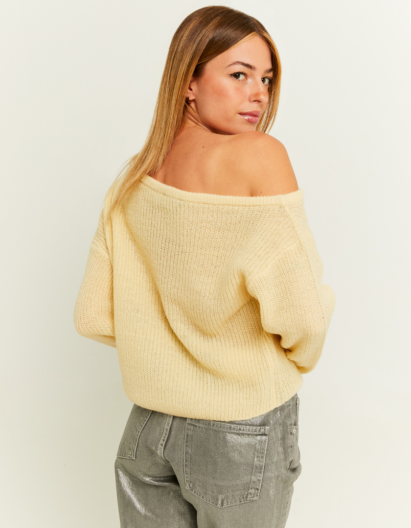 TALLY WEiJL, Gelber Off-Shoulder-Pulli for Women