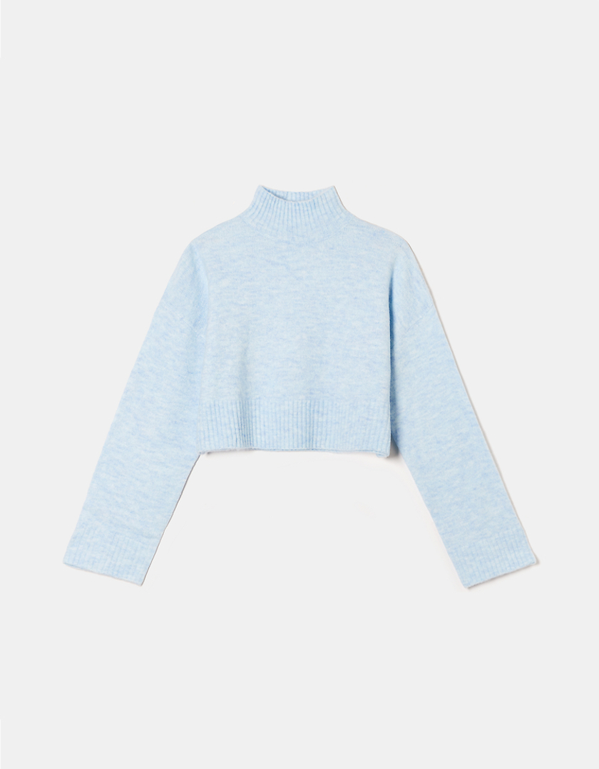 TALLY WEiJL, Light Blue Loose Cropped Jumper for Women