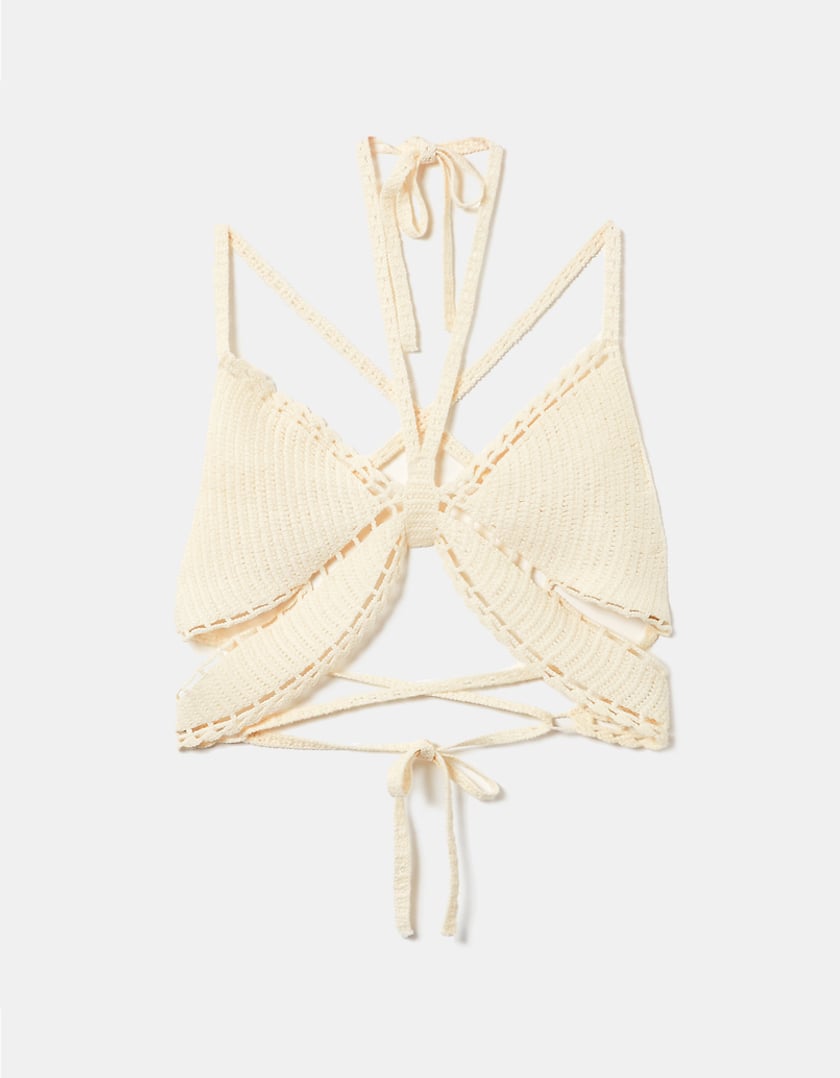 TALLY WEiJL, Λευκό πλεκτό Bralet for Women