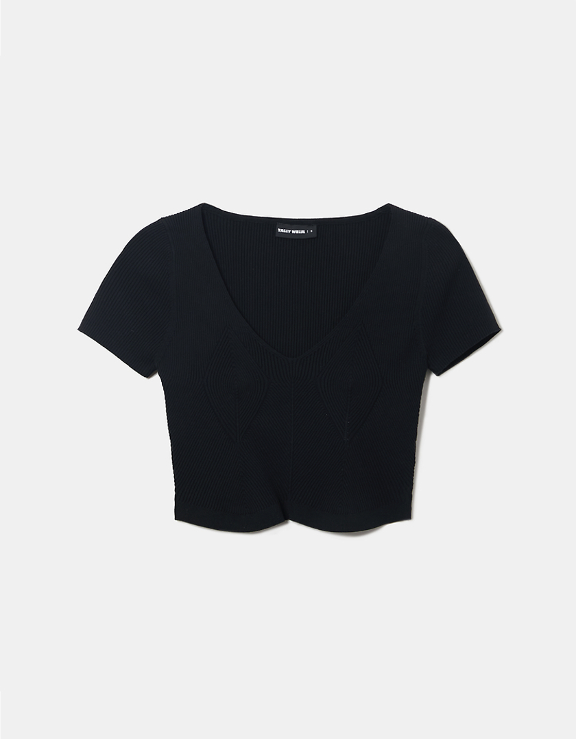 TALLY WEiJL, Μαύρο πλεκτό Crop top for Women