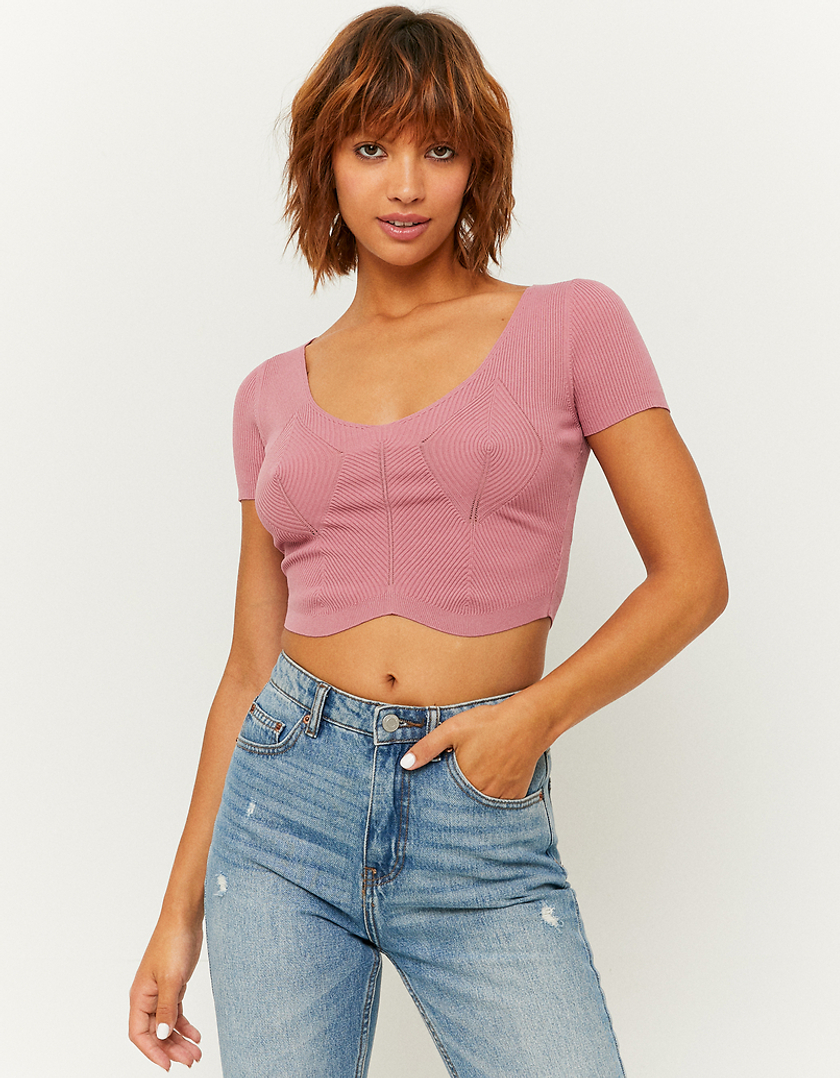 TALLY WEiJL, Pink Basic Knit Crop Top for Women