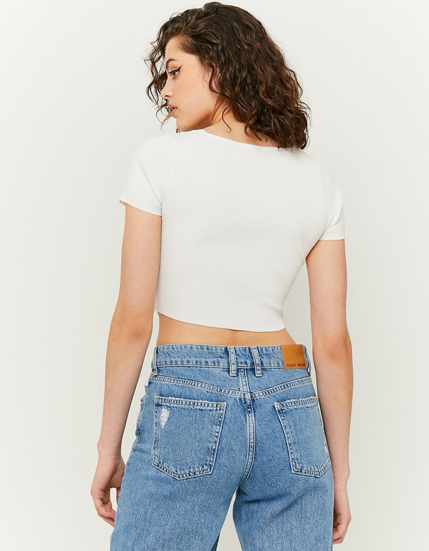 TALLY WEiJL, Λευκό πλεκτό Crop top for Women